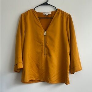 Michael Kors Yellow Relaxed Blouse with 3/4 Sleeves